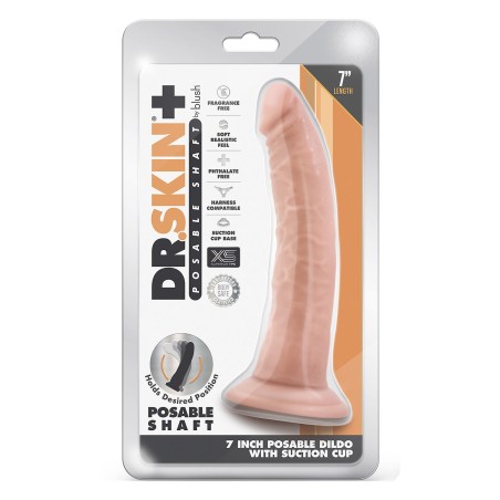 DR. SKIN, PLUS, POSABLE, DILDO WITH BALLS, 17cm, vanilla