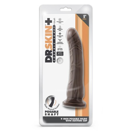 DR. SKIN, PLUS, POSABLE, DILDO, 23cm, CHOCOLATE