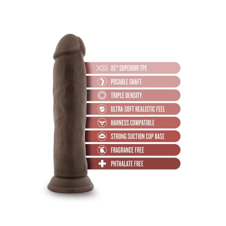 DR. SKIN, PLUS, POSABLE, THICK, DILDO, 23cm, CHOCOLATE