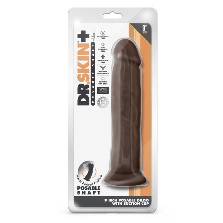 DR. SKIN, PLUS, POSABLE, THICK, DILDO, 23cm, CHOCOLATE