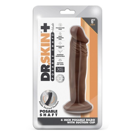 DR. SKIN, PLUS, POSABLE, DILDO, 15cm, CHOCOLATE