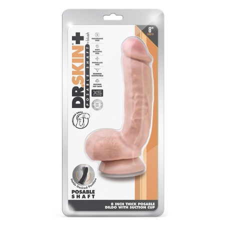 DR. SKIN, PLUS, Thick Posable, Dildo, With, Squeezable, Balls, 20cm, Vanilla