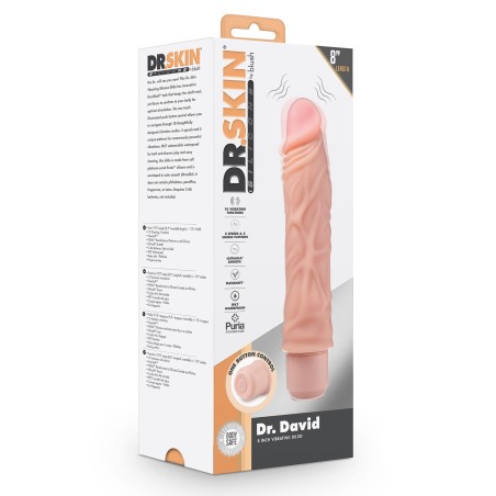 DR. SKIN, Silicone, DR. David, Vibrating, Dildo, 20cm, Beige
