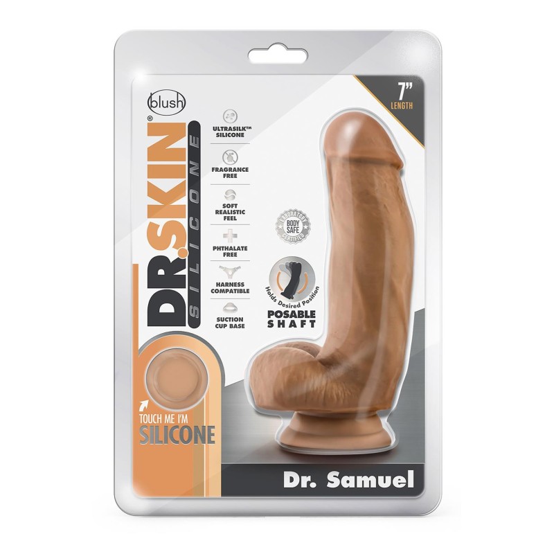 DR. SKIN, DR. SAMUEL, Ρεαλιστικό, Ομοίωμα Πέους, Σιλικόνης, 17,5cm, Mocha
