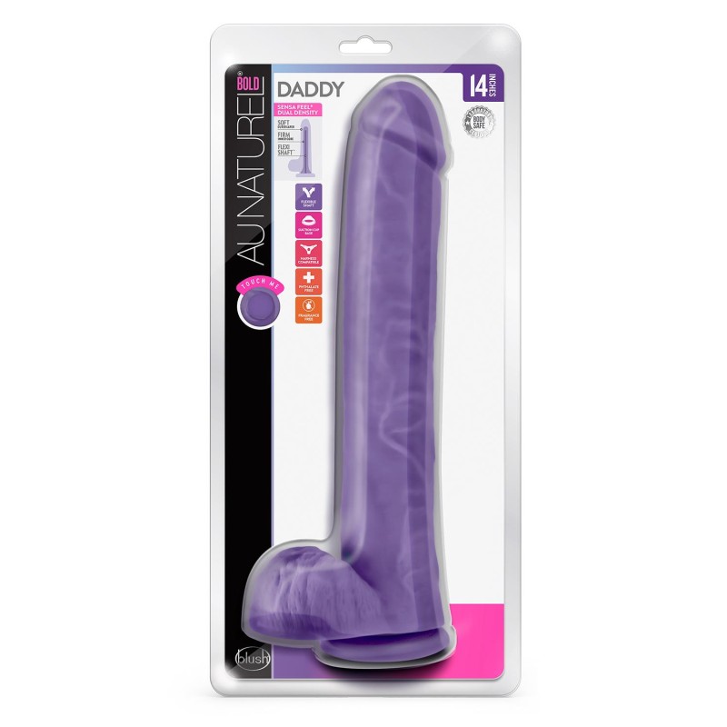 AU NATUREL, BOLD, BIG DUDDY, Ρεαλιστικό, Ομοίωμα Πέους, 35cm, μοβ
