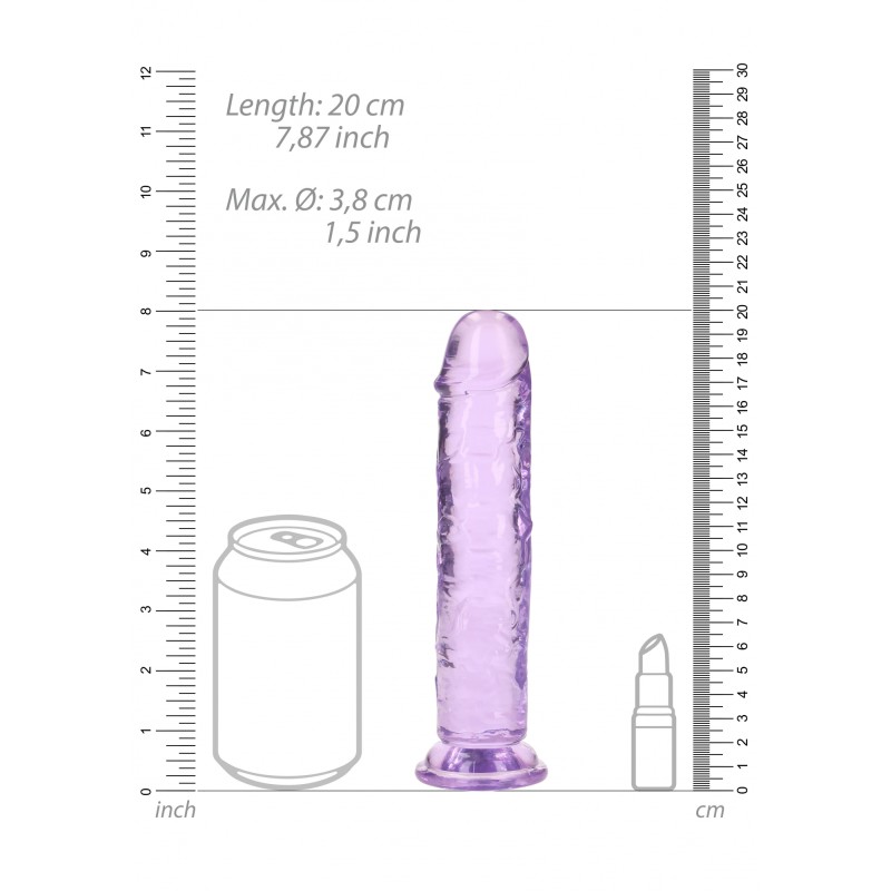 Real Rock, Straight, Realisti,  Dildo, with, Suction Cup, 18cm, purple