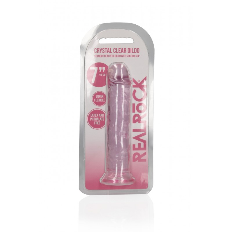Real Rock, Straight, Realisti,  Dildo, with, Suction Cup, 18cm, pink
