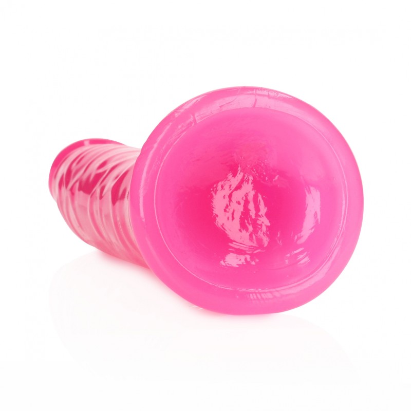 Slim, Realistic, Dildo, with Suction, Cup, Glow in the Dark, 22,5cm, Pink