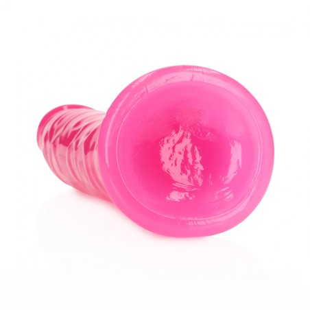 Slim, Realistic, Dildo, with Suction, Cup, Glow in the Dark, 22,5cm, Pink