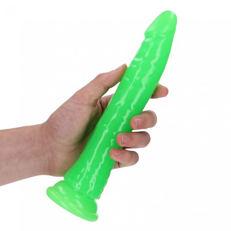 Slim, Realistic, Dildo, with Suction, Cup, Glow in the Dark, 22,5cm, green