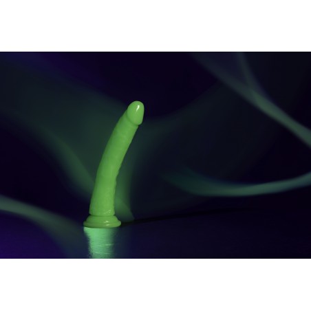 Slim, Realistic, Dildo, with Suction, Cup, Glow in the Dark, 22,5cm, green