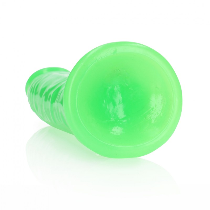 Slim, Realistic, Dildo, with Suction, Cup, Glow in the Dark, 22,5cm, green