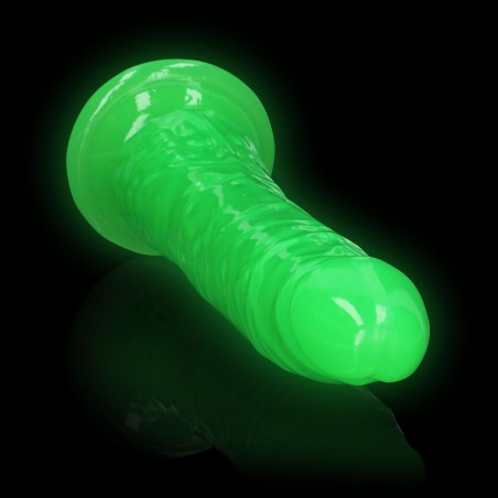 Slim, Realistic, Dildo, with Suction, Cup, Glow in the Dark, 22,5cm, green