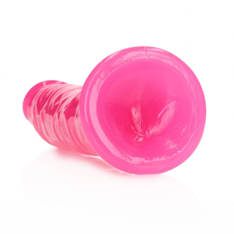 Slim, Realistic, Dildo, with Suction, Cup, Glow in the Dark, 20cm, Pink