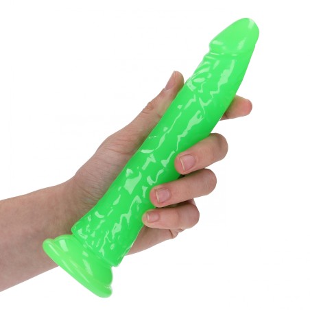 Slim, Realistic, Dildo, with Suction, Cup, Glow in the Dark, 20cm, green