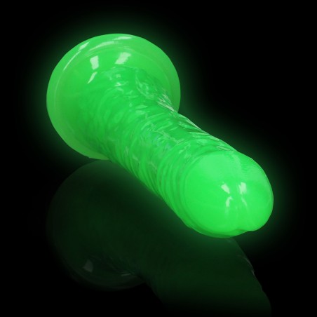 Slim, Realistic, Dildo, with Suction, Cup, Glow in the Dark, 20cm, green