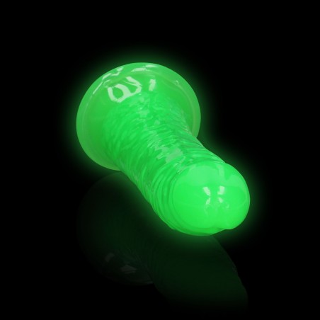 Slim, Realistic, Dildo, with Suction, Cup, Glow in the Dark, 18cm, green