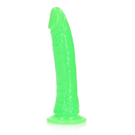 Slim, Realistic, Dildo, with Suction, Cup, Glow in the Dark, 18cm, green