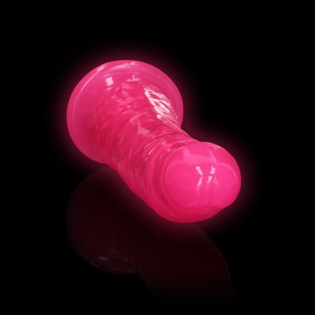 Slim, Realistic, Dildo, with Suction, Cup, Glow in the Dark, 15,5cm, Pink