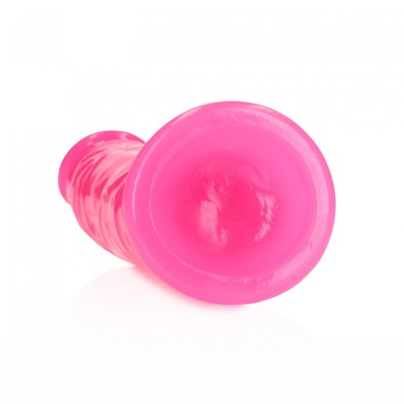 Slim, Realistic, Dildo, with Suction, Cup, Glow in the Dark, 15,5cm, Pink