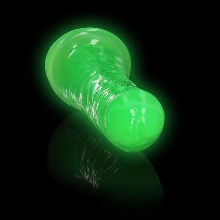 Slim, Realistic, Dildo, with Suction, Cup, Glow in the Dark, 15,5cm, green