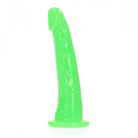 Slim, Realistic, Dildo, with Suction, Cup, Glow in the Dark, 15,5cm, green