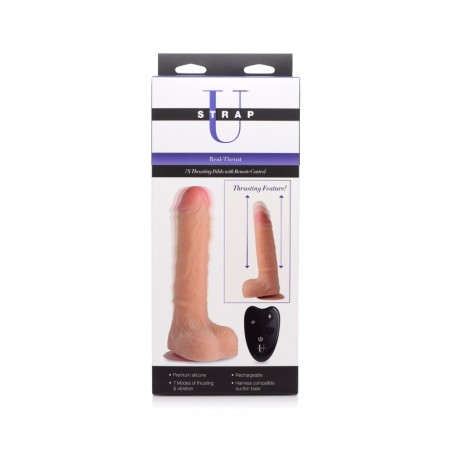 XR Brands, STRAP U, Real Thrust, Thrusting, Silicone, Dildo, with Remote, Control