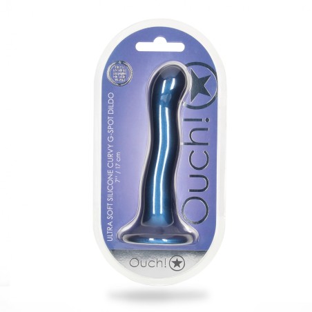 OUCH, Ultra, Soft, Silicone, Curvy, G-Spot, Dildo, 17 cm, blue