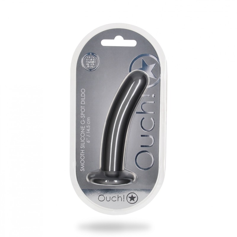 OUCH, Smooth, Silicone, G-Spot, Dildo, 14,5 cm, Grey