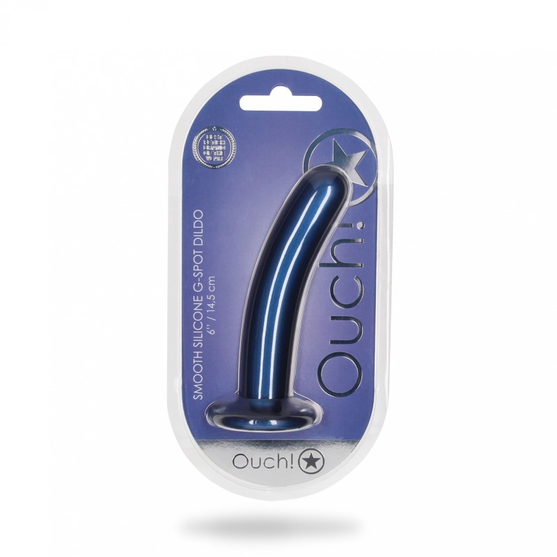 OUCH, Smooth, Silicone, G-Spot, Dildo, 14,5 cm, blue