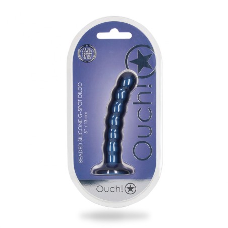 OUCH, Beaded, Smooth, Silicone, G-Spot, Dildo, 13 cm, blue