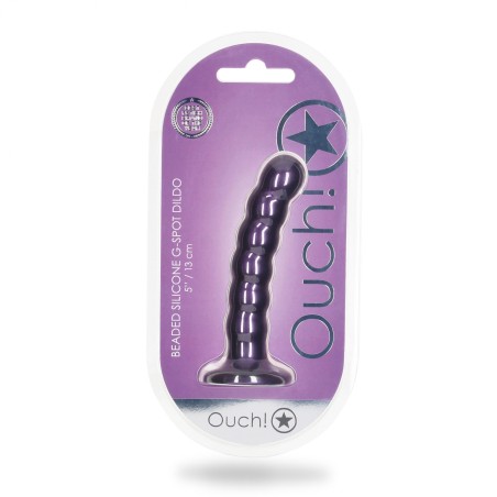 OUCH, Beaded, Smooth, Silicone, G-Spot, Dildo, 13 cm, purple