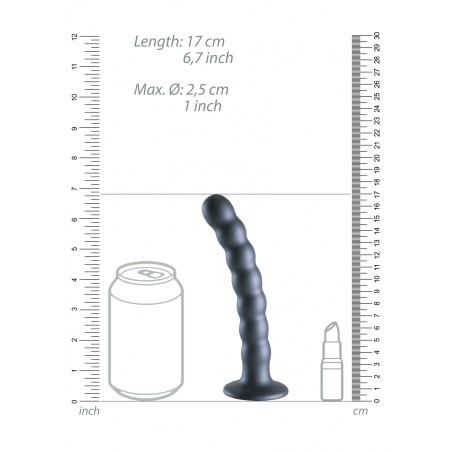 OUCH, Beaded, Smooth, Silicone, G-Spot, Dildo, 16,5cm, Grey