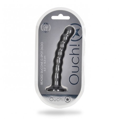 OUCH, Beaded, Smooth, Silicone, G-Spot, Dildo, 16,5cm, Grey