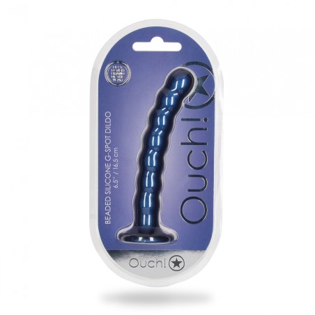 OUCH, Beaded, Smooth, Silicone, G-Spot, Dildo, 16,5cm, blue