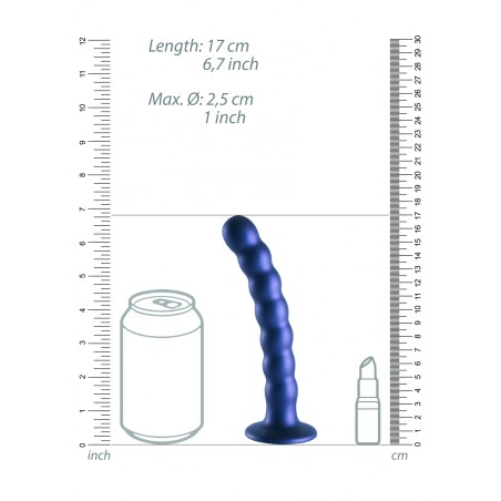 OUCH, Beaded, Smooth, Silicone, G-Spot, Dildo, 16,5cm, blue