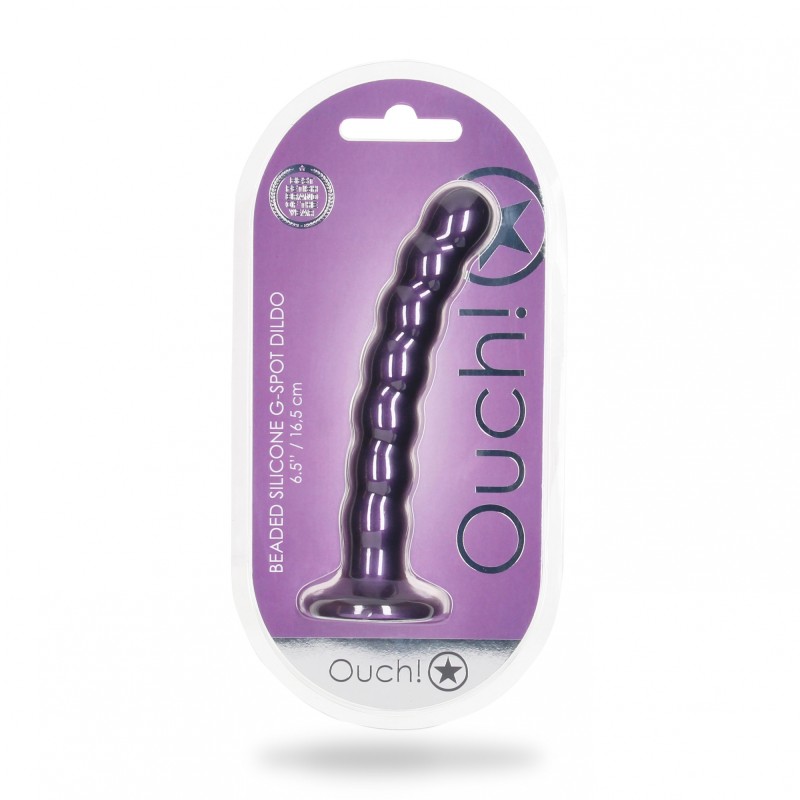 OUCH, Beaded, Smooth, Silicone, G-Spot, Dildo, 16,5cm, purple