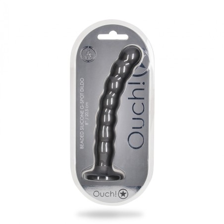 OUCH, Beaded, Smooth, Silicone, G-Spot, Dildo, 20,5cm, Grey
