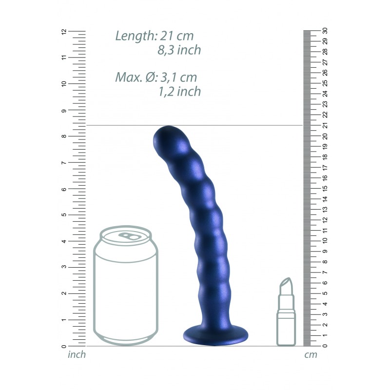 OUCH, Beaded, Smooth, Silicone, G-Spot, Dildo, 20,5cm, blue