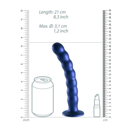 OUCH, Beaded, Smooth, Silicone, G-Spot, Dildo, 20,5cm, blue