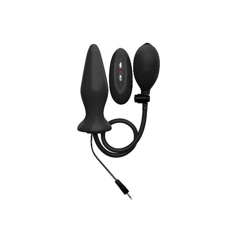 OUCH! - Inflatable Vibrating Silicone Plug - Black
