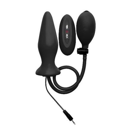 OUCH! - Inflatable Vibrating Silicone Plug - Black