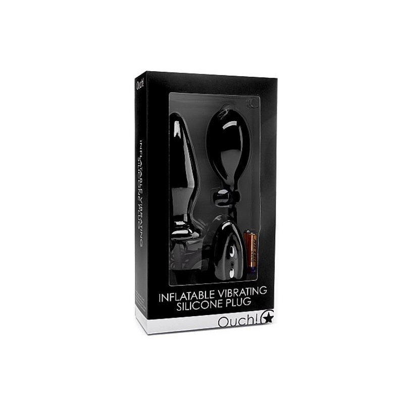 OUCH! - Inflatable Vibrating Silicone Plug - Black