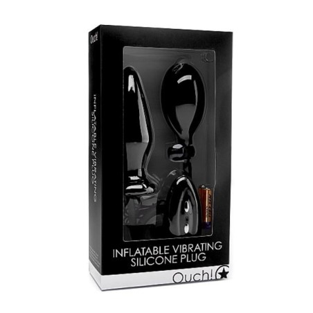 OUCH! - Inflatable Vibrating Silicone Plug - Black