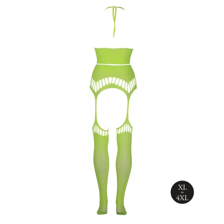 OUCH! | Glow In The Dark | Crop Top & Stockings | Green | Μέγεθος: XL/4XL