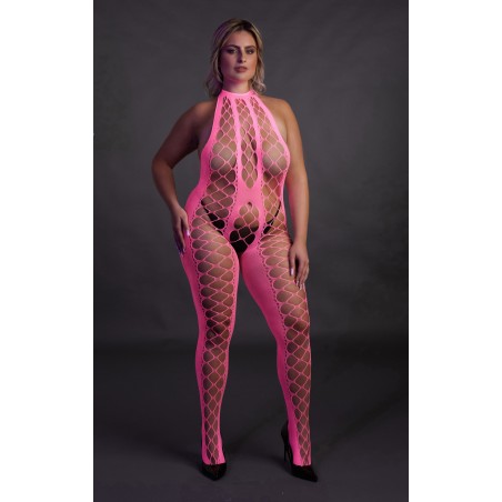 OUCH! | Bodystocking with Halterneck | Pink | Size: XL/4XL