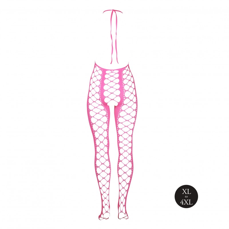 OUCH! | Glow in the Dark | Bodystocking with Halterneck | Pink | Μέγεθος: XL/4XL