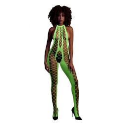 OUCH! | Glow in the Dark | Bodystocking with Halterneck | Green | Μέγεθος: XS/XL