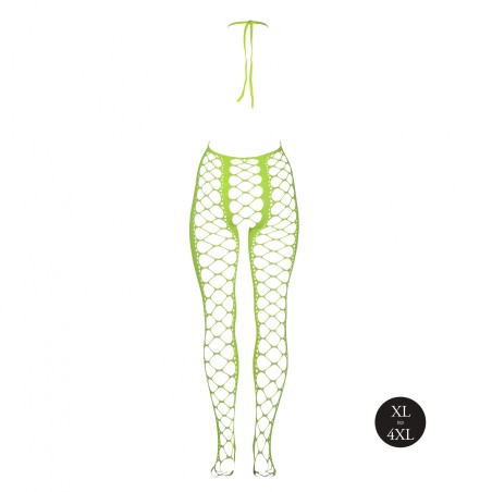 OUCH! | Glow in the Dark | Bodystocking with Halterneck | Green | Μέγεθος: XS/XL