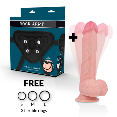 ROCKARMY, HAWK, Harness, + Rotation, & Vibration, Realistic, Dildo, 22cm